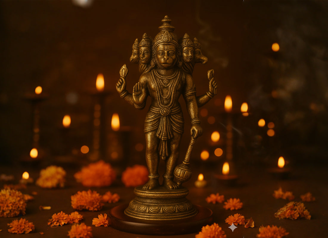 Panchmukhi Hanuman Brass Idol – A Divine Guardian for Every Home