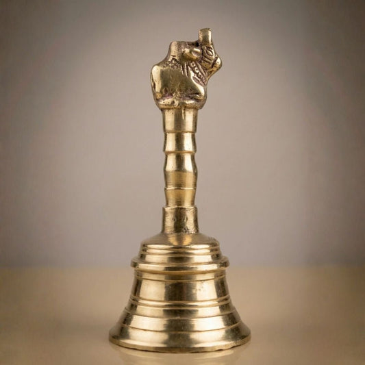 Nandi Bell Pure Brass – Handcrafted Pooja Ghanti for Temple Rituals - SwastikKripa | Pure Brass Idols | Home Decor & Gifting | Free Shipping.
