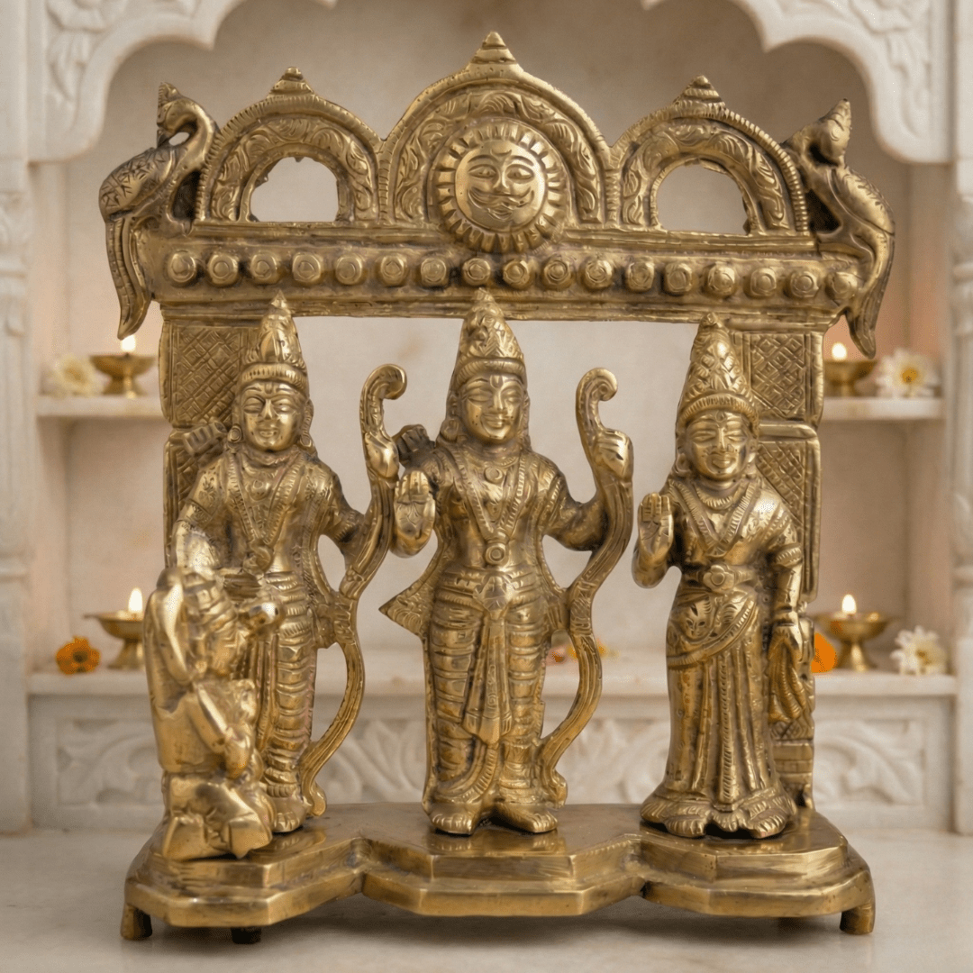 Brass Ram Darbar Idol – Complete Set - SwastikKripa | Pure Brass Idols | Home Decor & Gifting | Free Shipping.