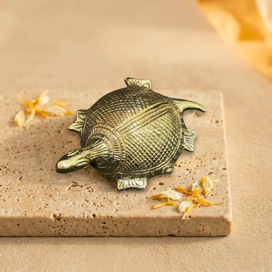 Kurma Textured Brass Tortoise | Vastu Decor for Stability & Prosperity