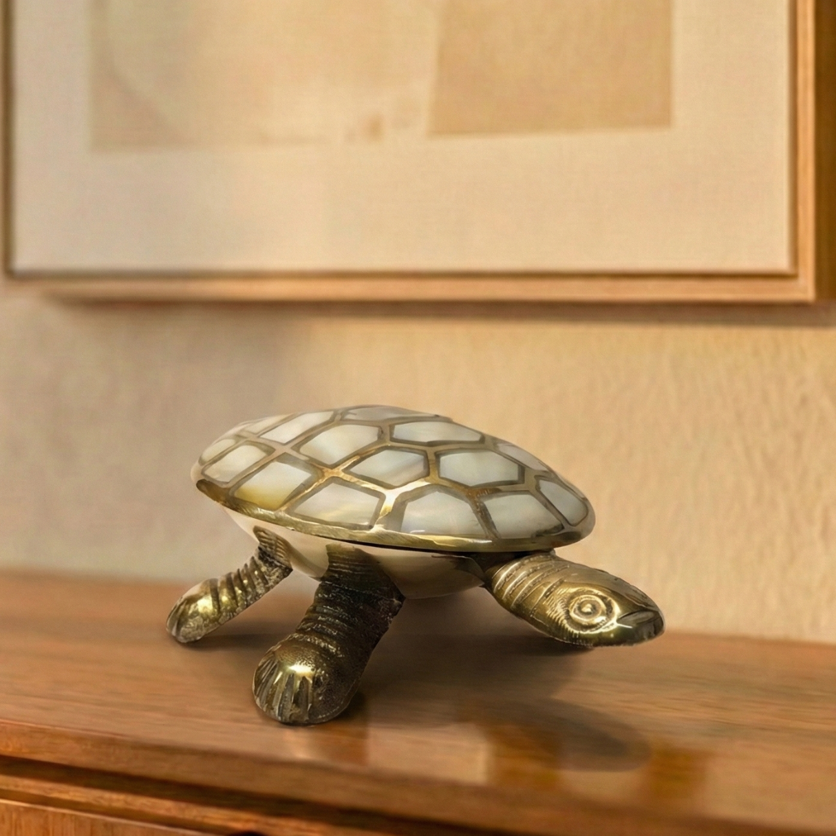 Brass Tortoise with Mother of Pearl Inlay