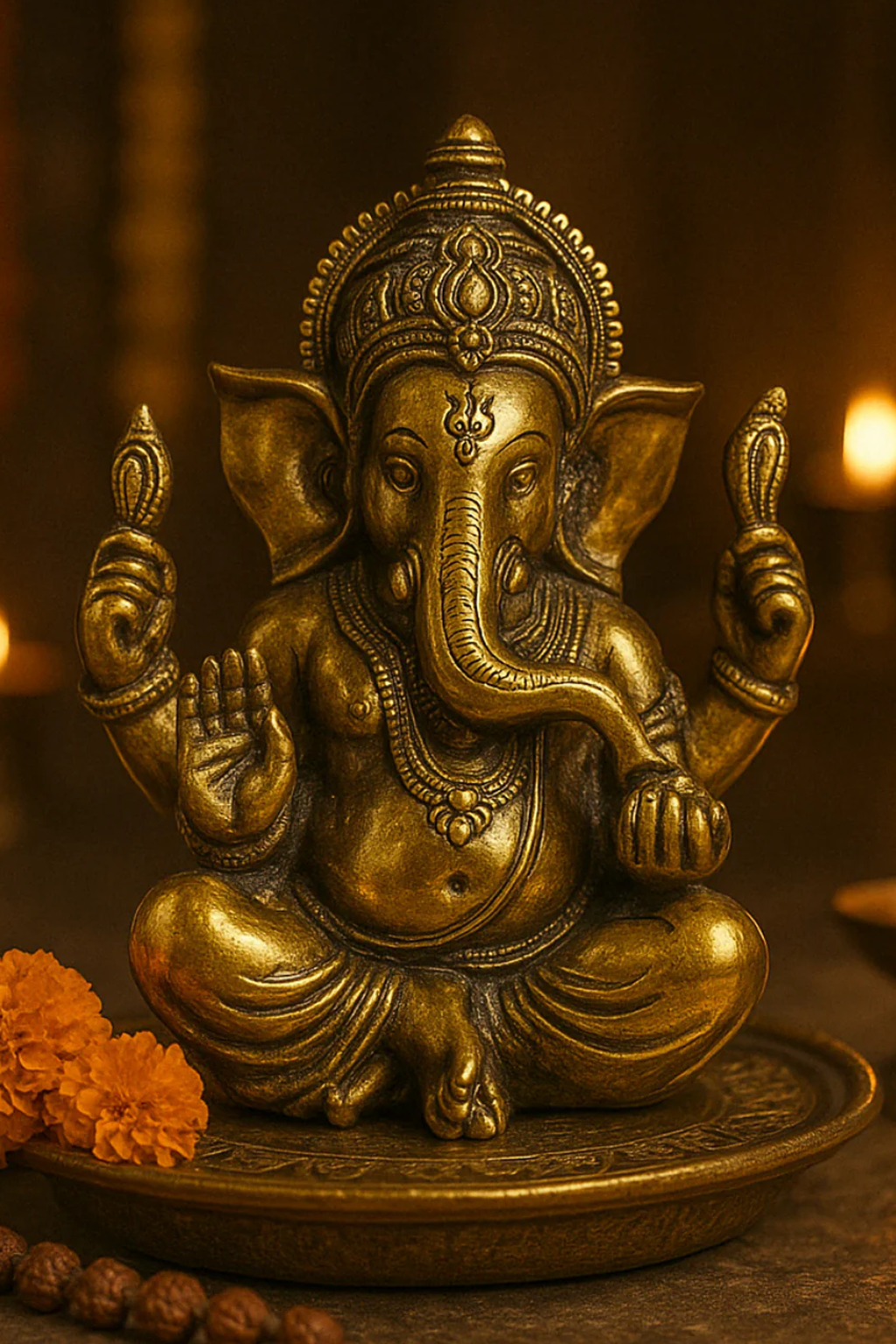 Antique Brass Lord Ganesha Idol