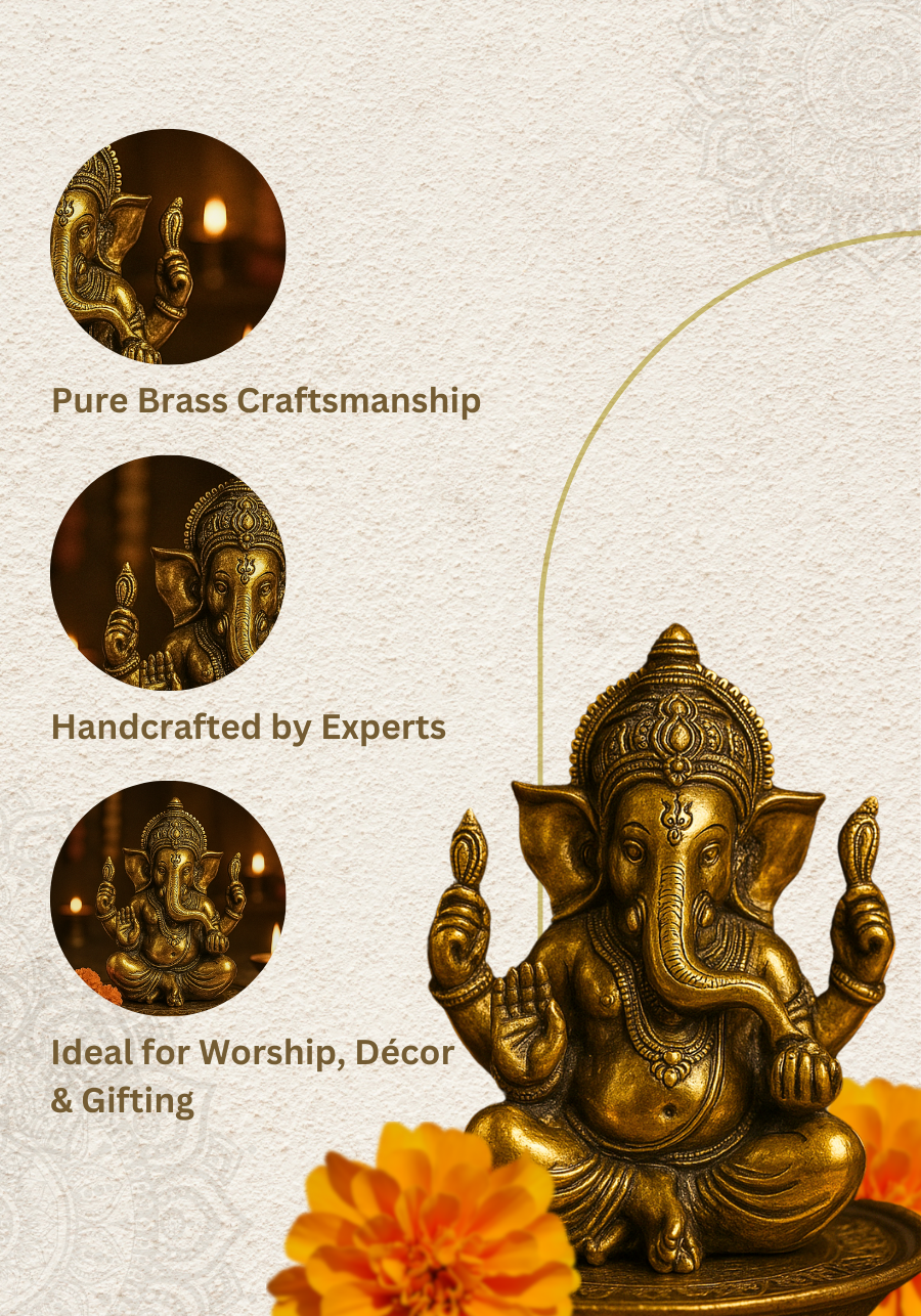 Antique Brass Lord Ganesha Idol