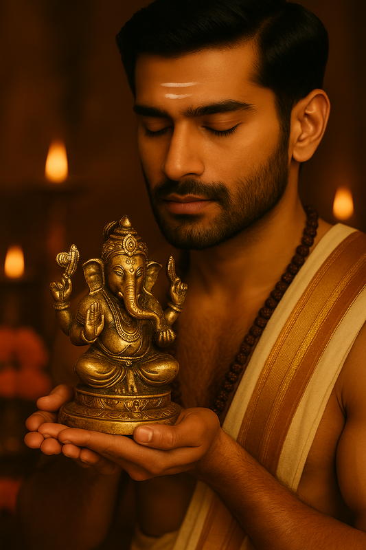 Sacred Vakratunda Brass Idol