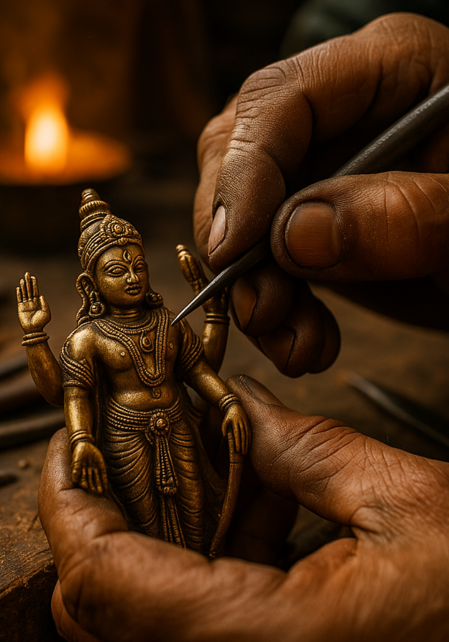 Antique Brass Lord Vishnu Idol – Preserver of Balance & Cosmic Order