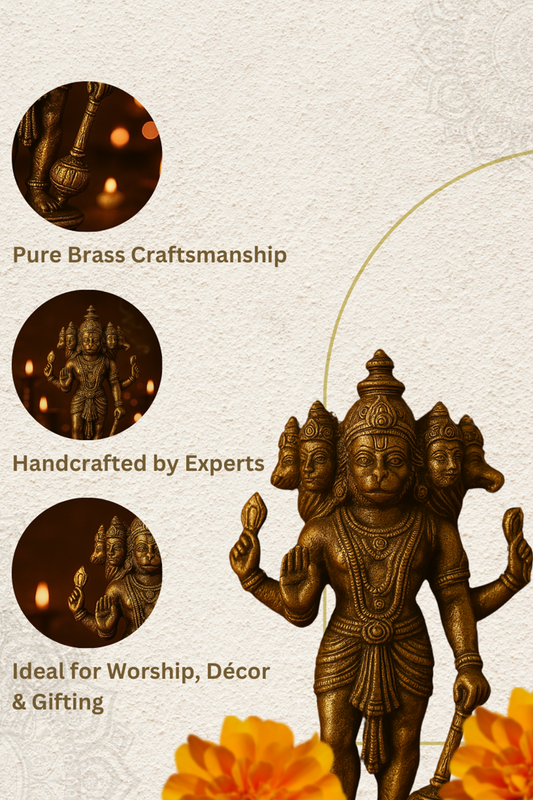 Sacred Panchmukhi Hanuman Brass Idol
