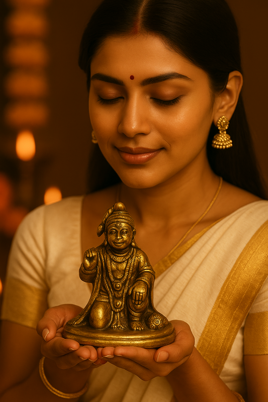 Seated Bajrangbali Brass Idol