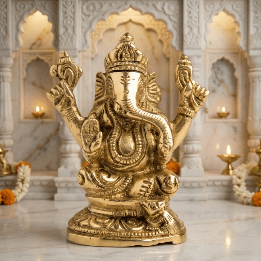 Siddhivinayak Ganesha Brass Idol | Prosperity, Wisdom & New Beginnings - SwastikKripa | Pure Brass Idols | Home Decor & Gifting | Free Shipping.