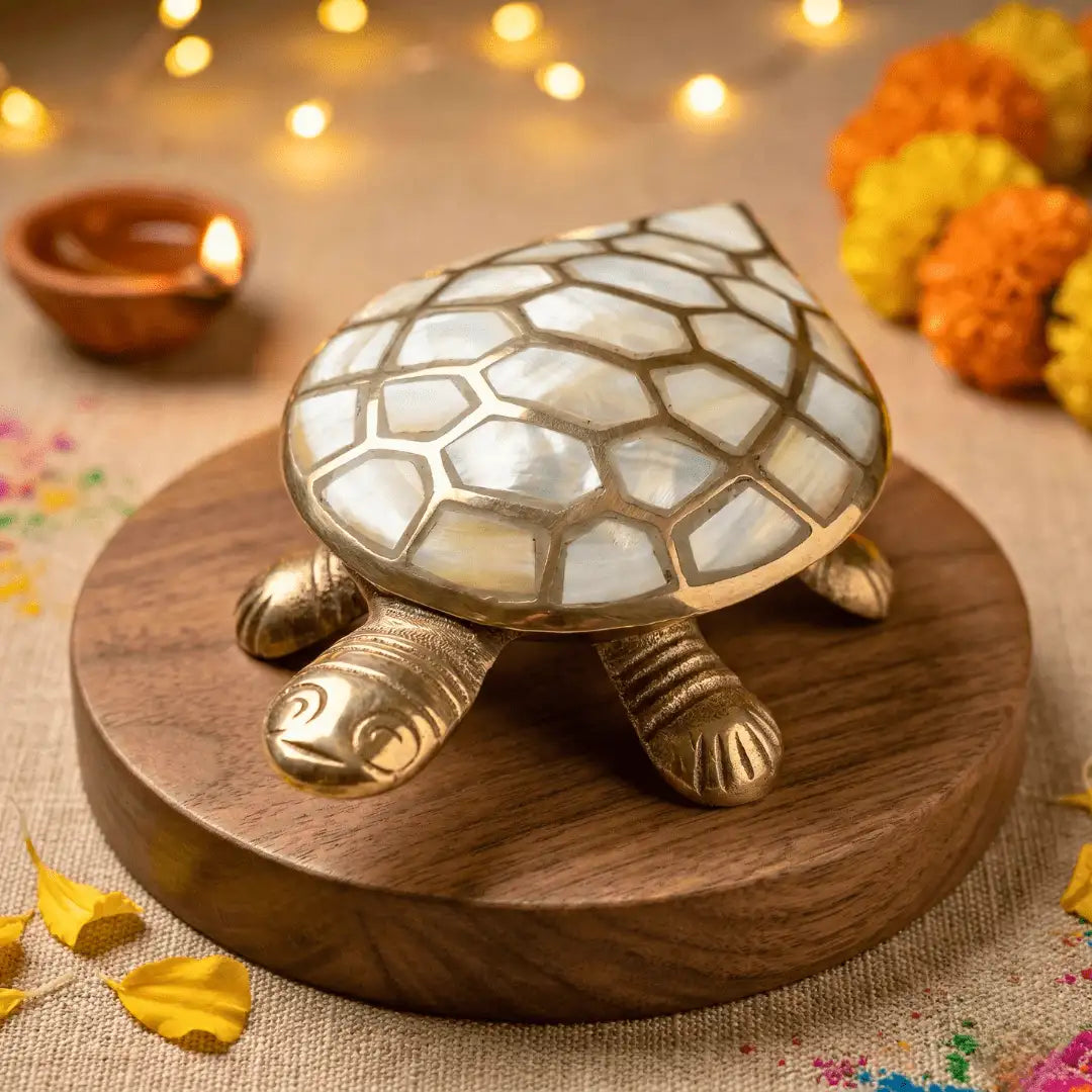 Brass Tortoise with Mother of Pearl Inlay – Swastikkripa | Pure
