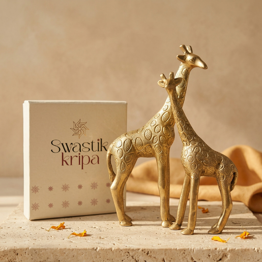 Savanna Grace Giraffe Duo – Solid Brass Decorative Figurines