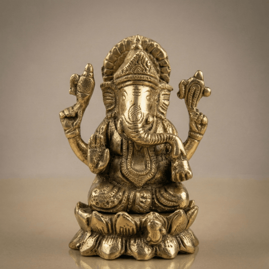 Vakratunda Idol. Pure Brass Lord Ganesha - SwastikKripa | Pure Brass Idols | Home Decor & Gifting | Free Shipping.