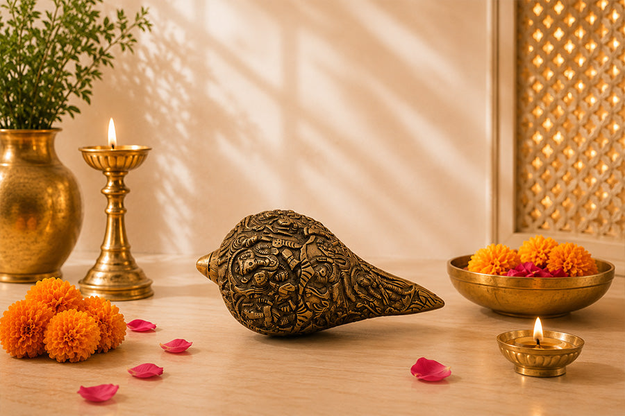 Brass Conch Shell: Meaning, Significance, Vastu Placement, Types & Benefits