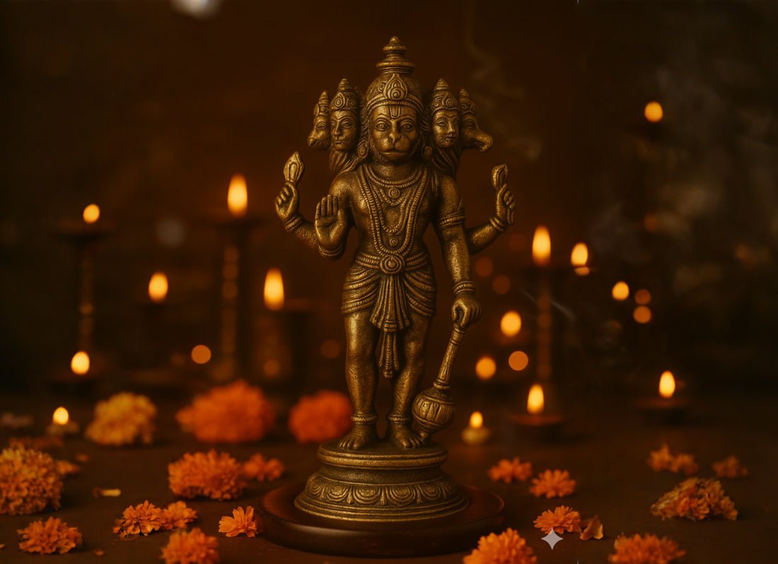 Panchmukhi Hanuman Brass Idol – A Divine Guardian for Every Home - SwastikKripa | Pure Brass Idols | Home Decor & Gifting | Free Shipping.
