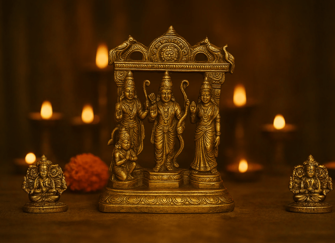 The Sacred Symbolism and Timeless Artistry of the Ram Darbar Brass Idol - SwastikKripa | Pure Brass Idols | Home Decor & Gifting | Free Shipping.
