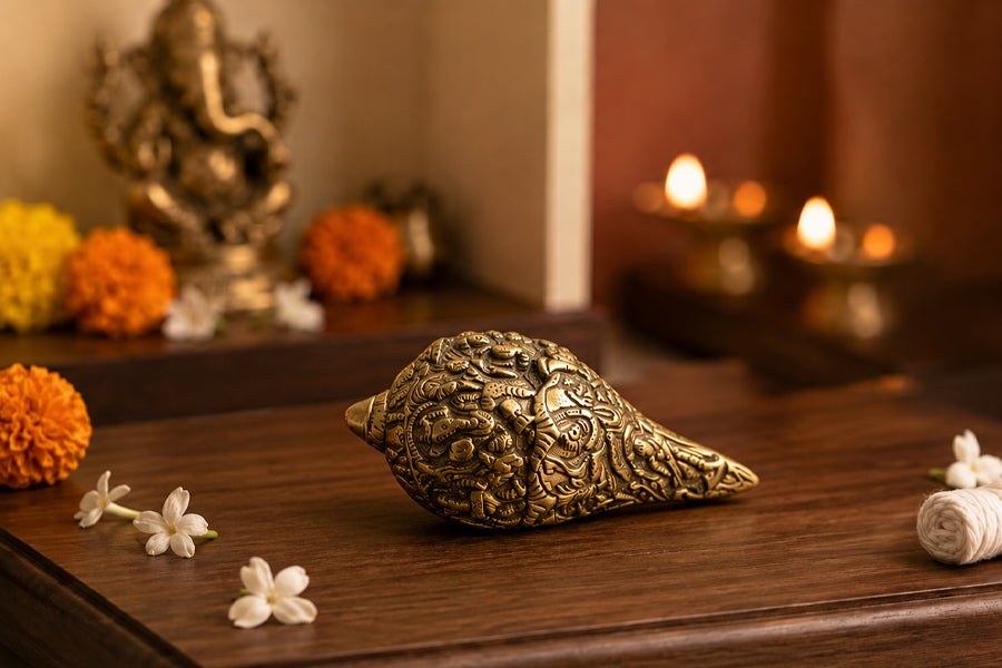 Brass Conch Shell: Spiritual Meaning, Benefits, and Importance in Hindu Traditions