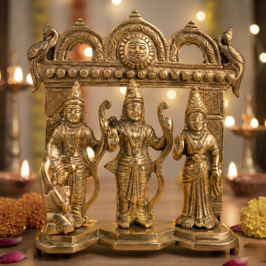 Ram Darbar Idol – Pure Brass - Handcrafted Murti Vastu Blessings