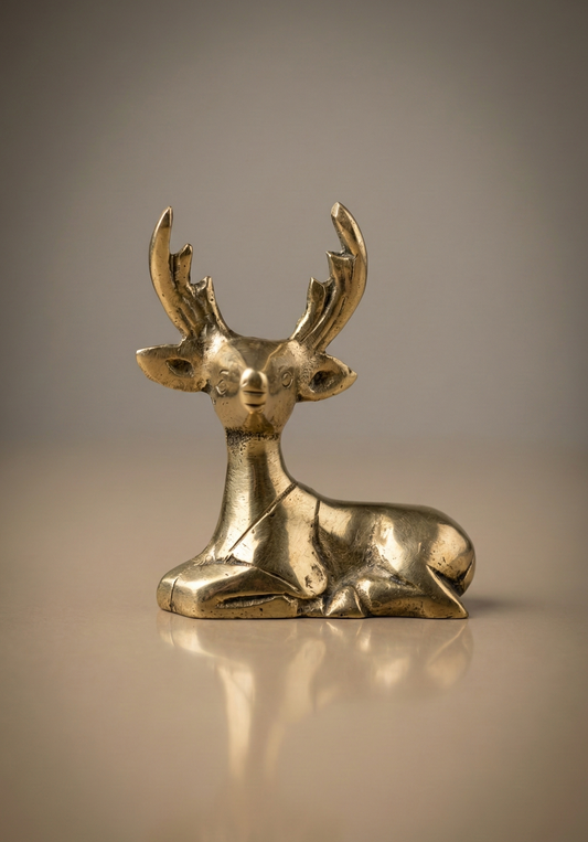 Deer Figurine – Pure Brass - Handcrafted Brass Deer for Home Decor