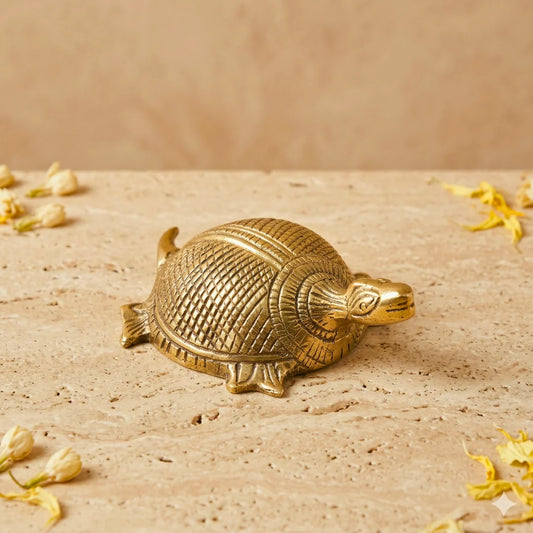 Kurma Textured Brass Tortoise | Vastu Decor for Stability & Prosperity