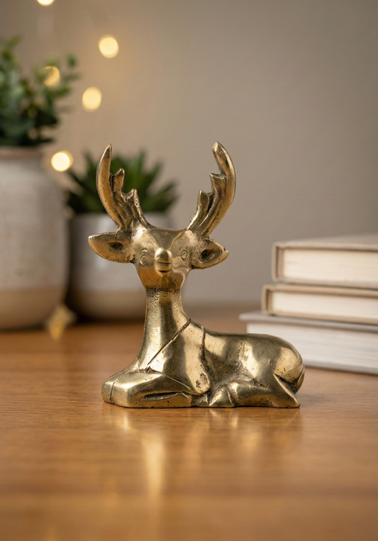 Deer Figurine – Pure Brass - Handcrafted Brass Deer for Home Decor