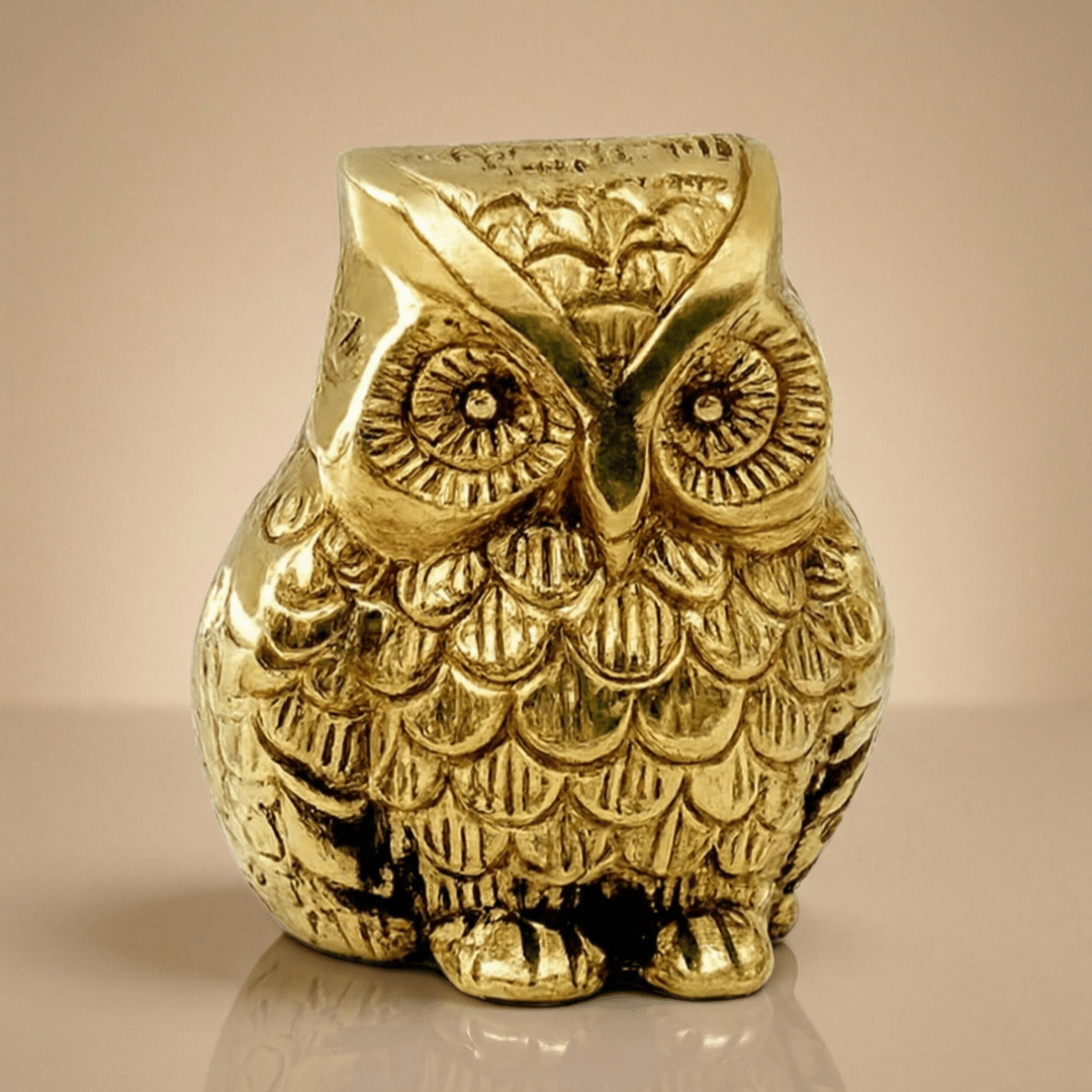 Pure Brass Owl Figurine – Wisdom & Protection - SwastikKripa | Pure Brass Idols | Home Decor & Gifting | Free Shipping.