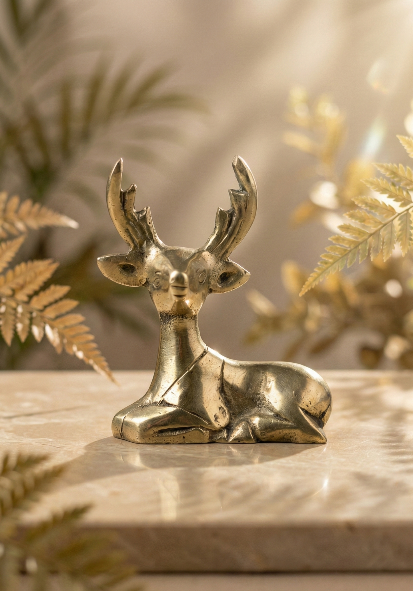 Deer Figurine – Pure Brass - Handcrafted Brass Deer for Home Decor