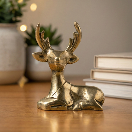 Deer Figurine – Pure Brass - Handcrafted Brass Deer for Home Decor