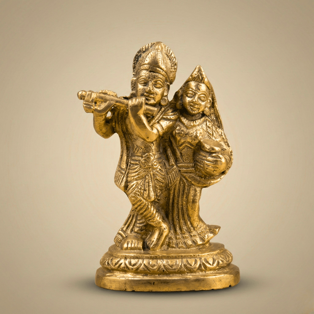Pure Brass Radha Krishna Idol – Divine Love & Harmony - SwastikKripa | Pure Brass Idols | Home Decor & Gifting | Free Shipping.