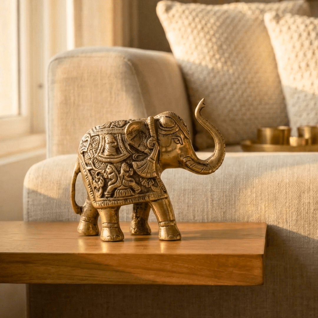 Pure Brass Elephant - Prosperity - SwastikKripa | Pure Brass Idols | Home Decor & Gifting | Free Shipping.