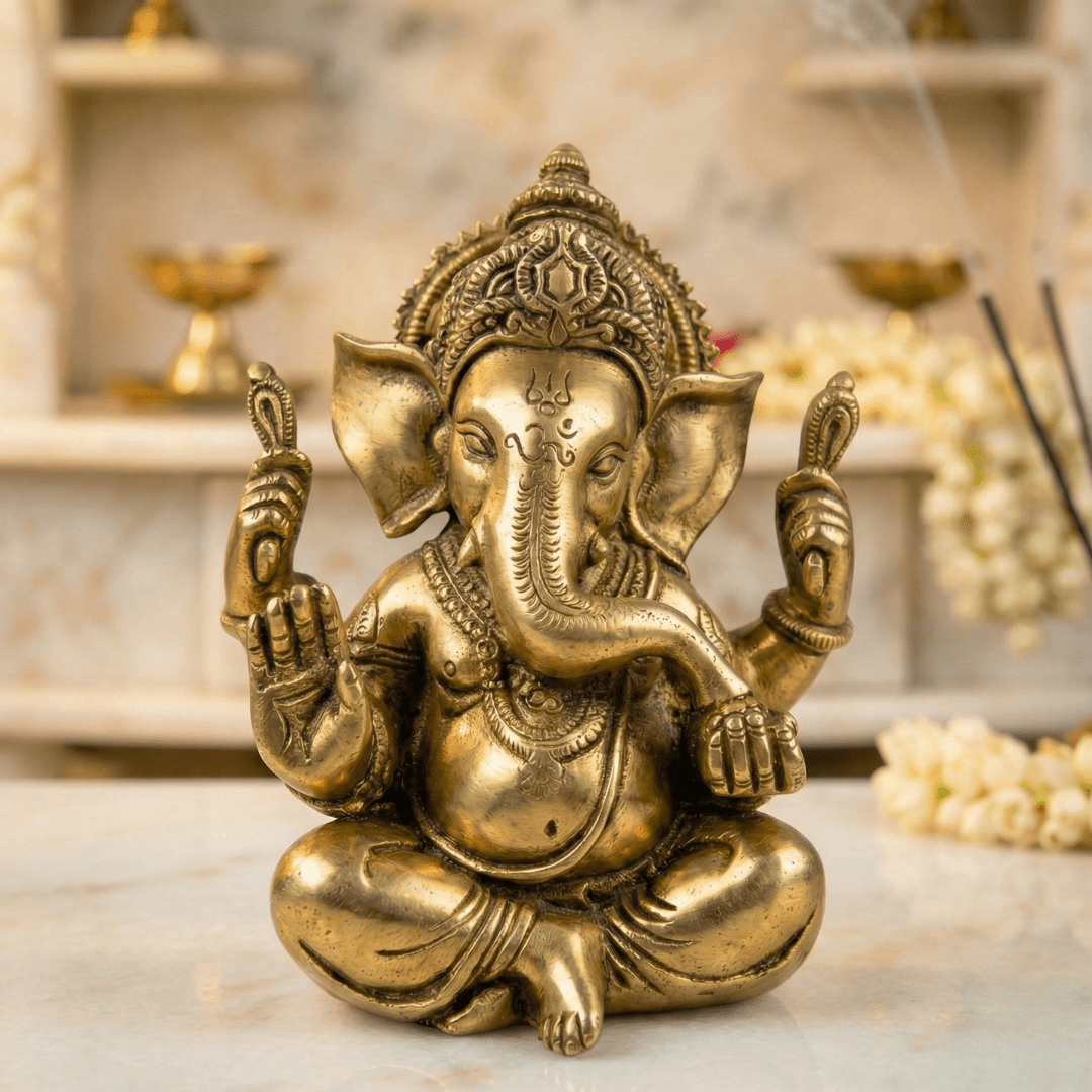 Pure Brass Lord Ganesha Idol | Home & Decor - SwastikKripa | Pure Brass Idols | Home Decor & Gifting | Free Shipping.