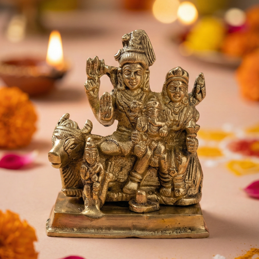 Pure Brass Shiv Parivar Idol | For Home Temple & Gifting