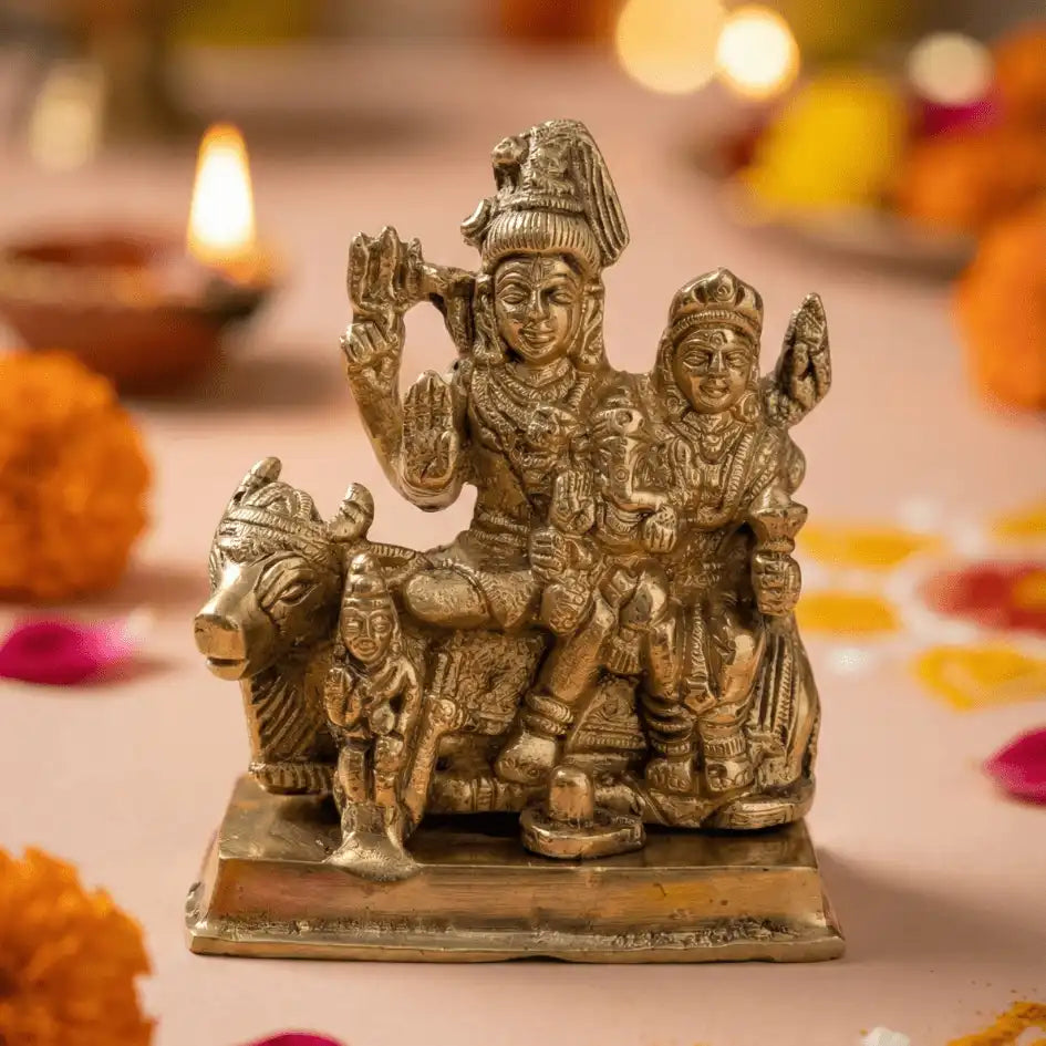 Pure Brass Shiv Parivar Idol | For Home Temple & Gifting