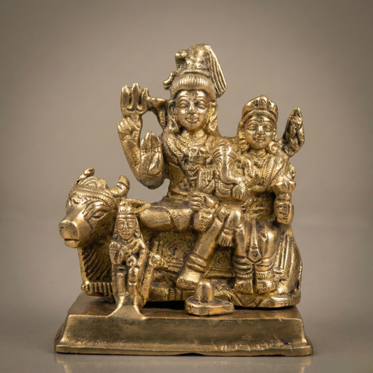 Pure Brass Shiv Parivar Idol | For Home Temple & Gifting