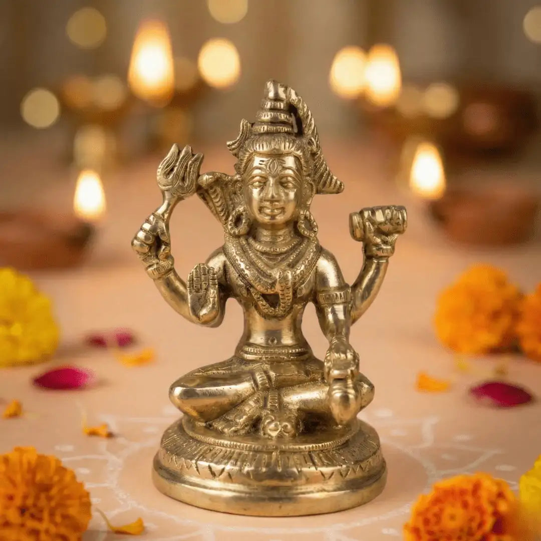 Sacred Mahadev Seated Brass Idol | Puja & Home Temple