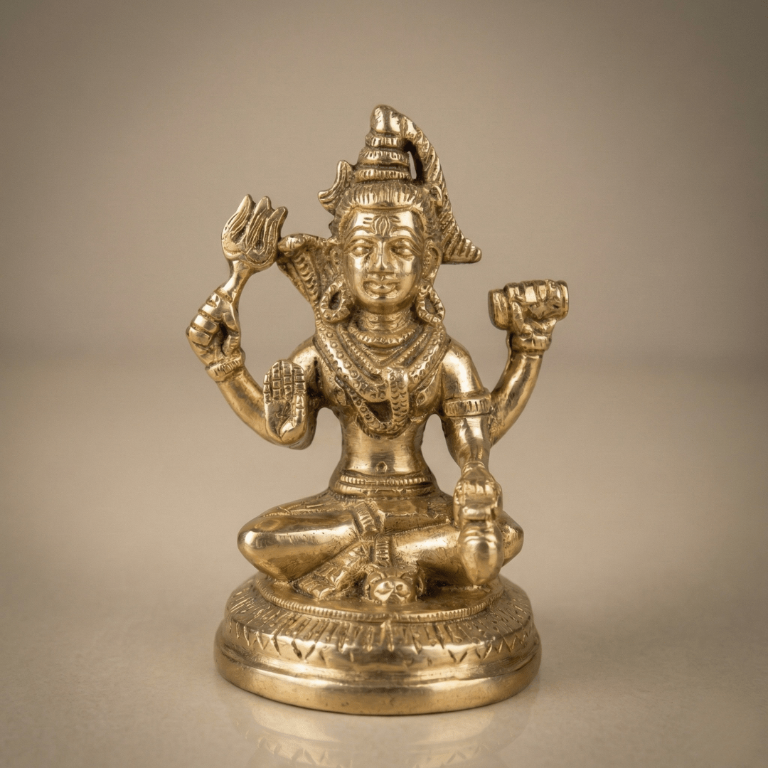 Sacred Mahadev Seated Brass Idol | Puja & Home Temple - SwastikKripa | Pure Brass Idols | Home Decor & Gifting | Free Shipping.
