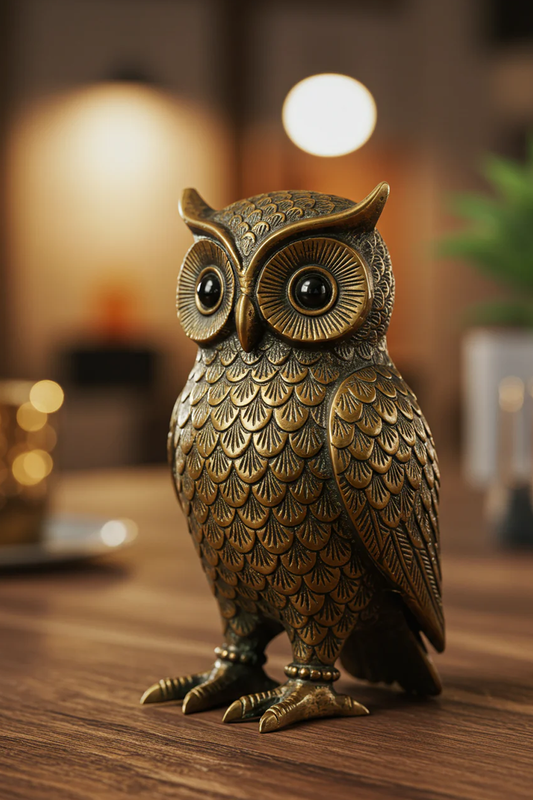 Antique Brass Owl Figurine – Handcrafted Symbol of Wisdom