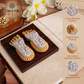 Maa Lakshmi ji Charan Paduka | Laxmi Feet Idol for Entrance, Desk & Shop Silver & Gold Plated