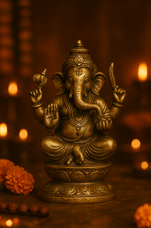 Sacred Vakratunda Brass Idol