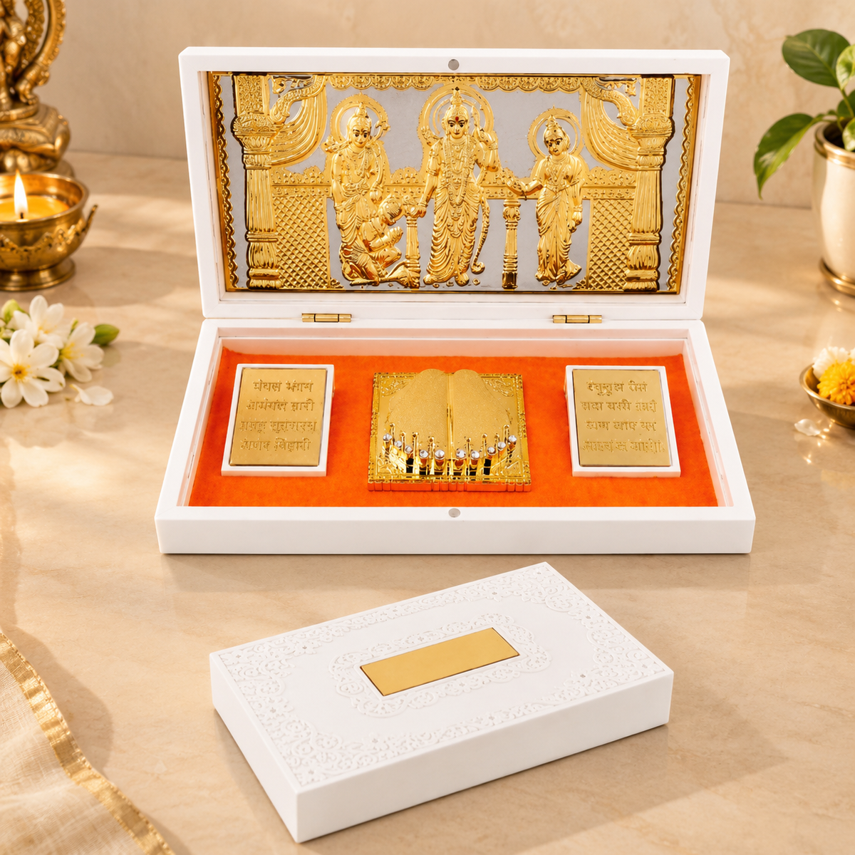 Ram Darbar Pocket Temple | Portable Mandir with Lord Ram, Sita, Lakshman & Hanuman | Pure Gold Plated