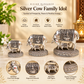 Silver Plated Kamdhenu Cow with Calf Idol | 3 Inches