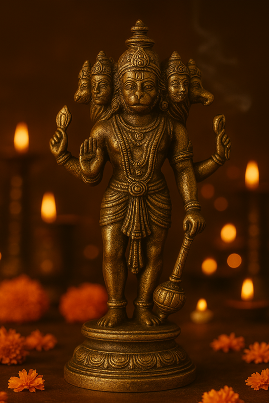 Sacred Panchmukhi Hanuman Brass Idol