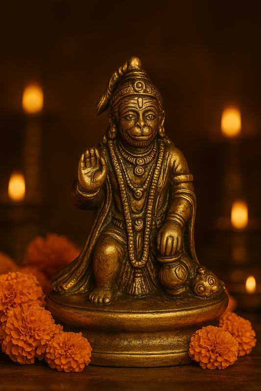 Seated Bajrangbali Brass Idol
