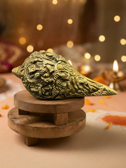 Pure Brass Shankh (Conch Shell) 750 gms | Handcrafted Pooja & Vastu Shankha