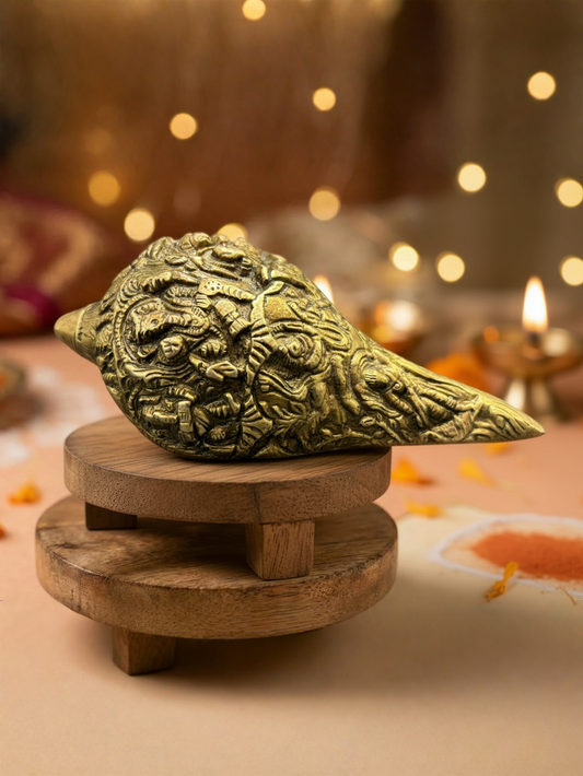 Pure Brass Shankh (Conch Shell) 750 gms | Handcrafted Pooja & Vastu Shankha