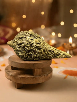 Pure Brass Shankh (Conch Shell) 750 gms | Handcrafted Pooja & Vastu Shankha