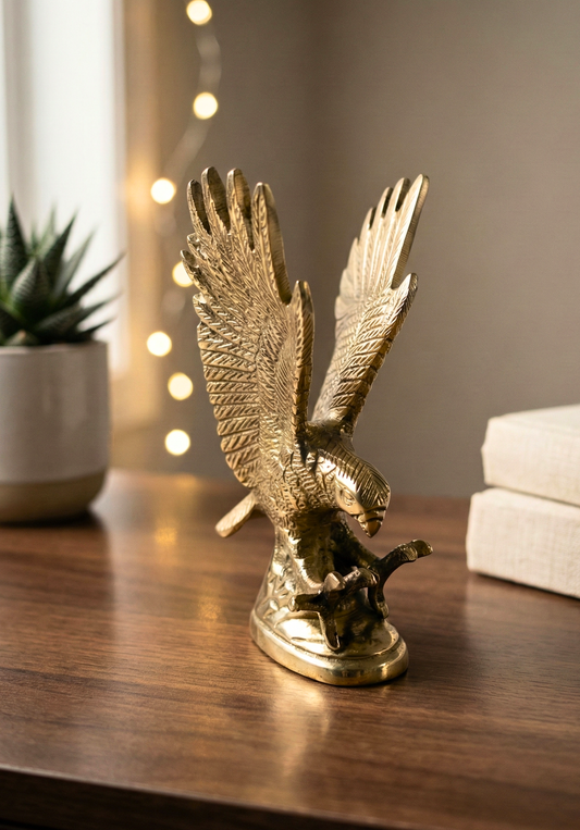 Pure Brass Eagle Figurine – Handcrafted Symbol of Power, Vision & Protection