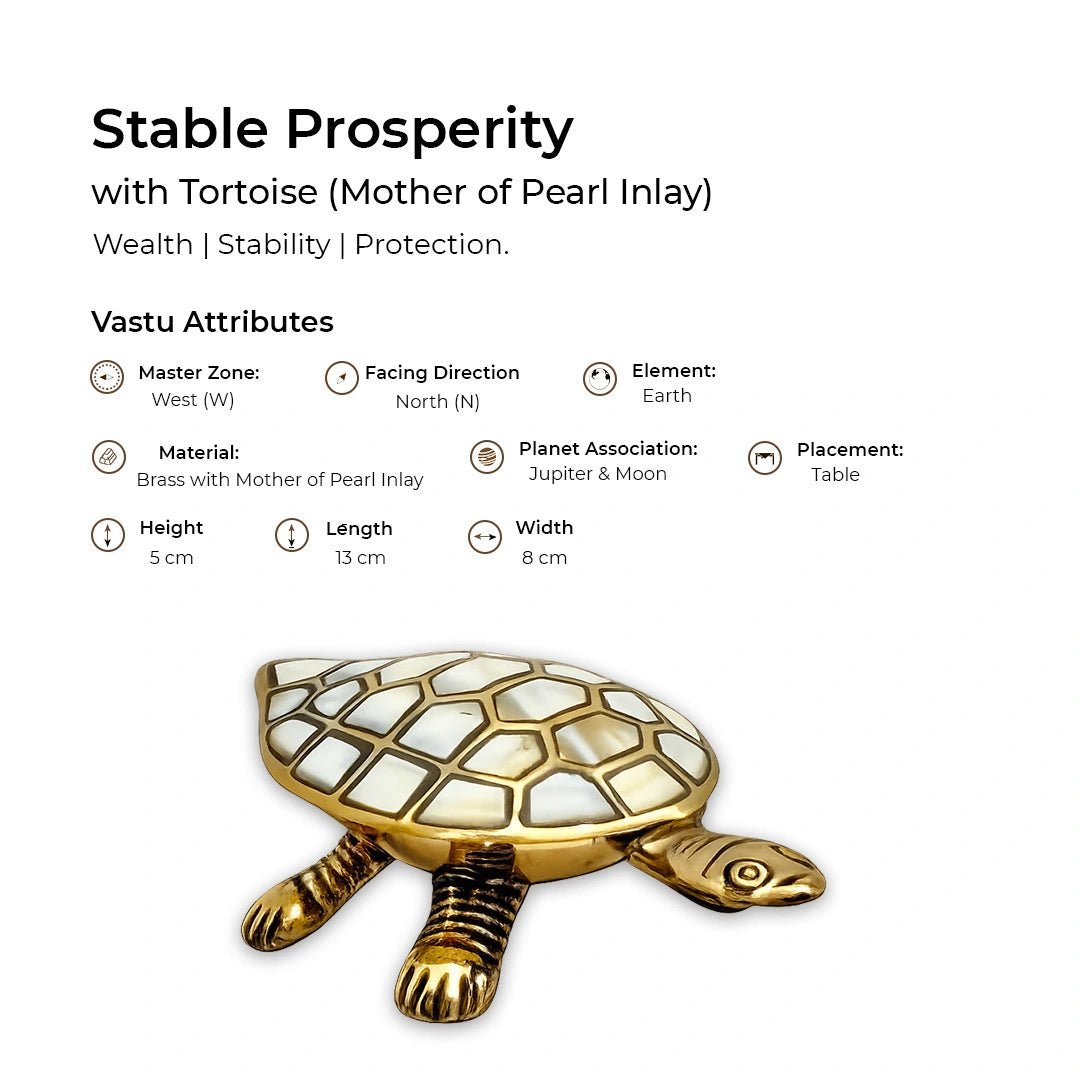Brass Tortoise with Mother of Pearl Inlay - SwastikKripa | Pure Brass Idols | Home Decor & Gifting | Free Shipping.